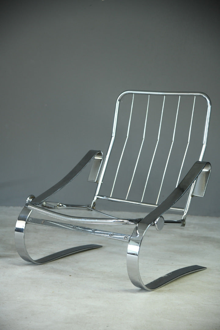 Pair Chrome Cantilever Armchairs