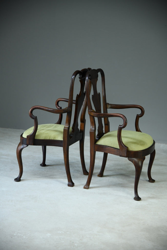 Pair Queen Anne Style Carver Chairs