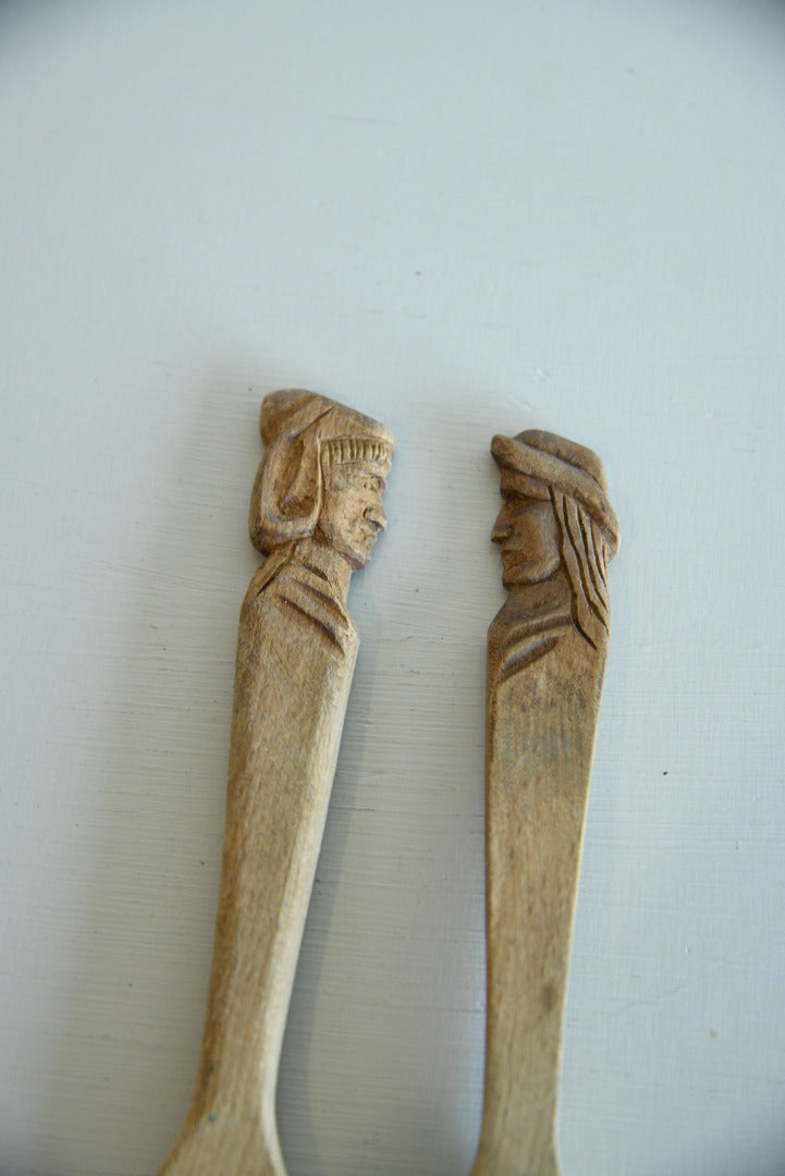 Carved Wooden Salad Servers