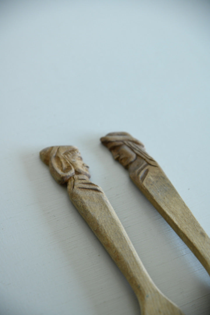 Carved Wooden Salad Servers