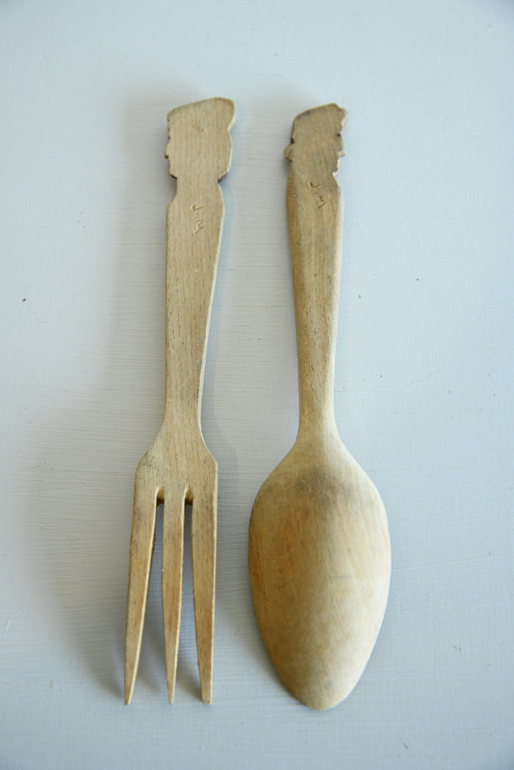 Carved Wooden Salad Servers