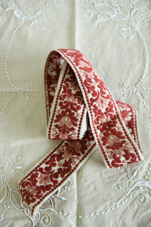 Red & Yellow Embroidered Ribbon