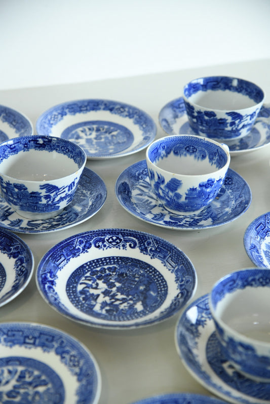 Assorted Willow Cups & Saucers