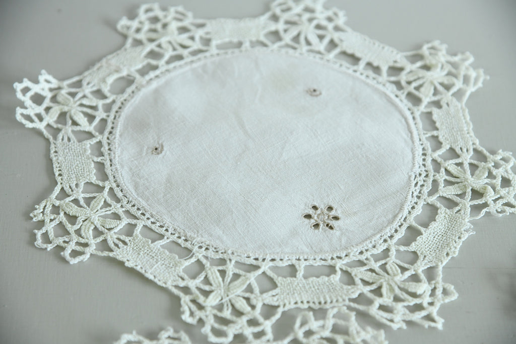 5 Vintage Embroidered Linen Doilies