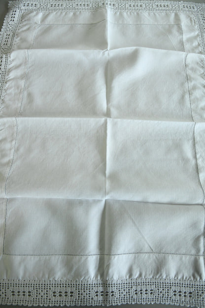 Antique White Linen Tray Cloth