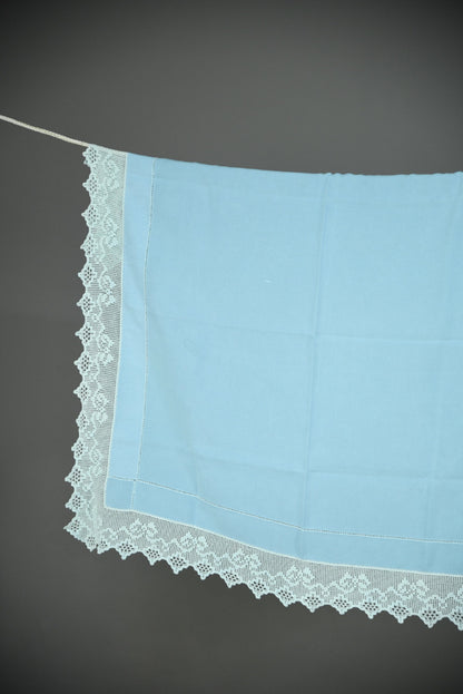 Large Antique Blue Crochet Lace Tablecloth