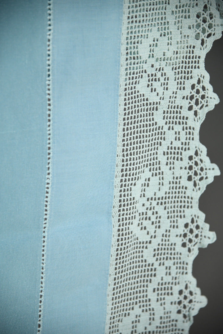 Large Antique Blue Crochet Lace Tablecloth