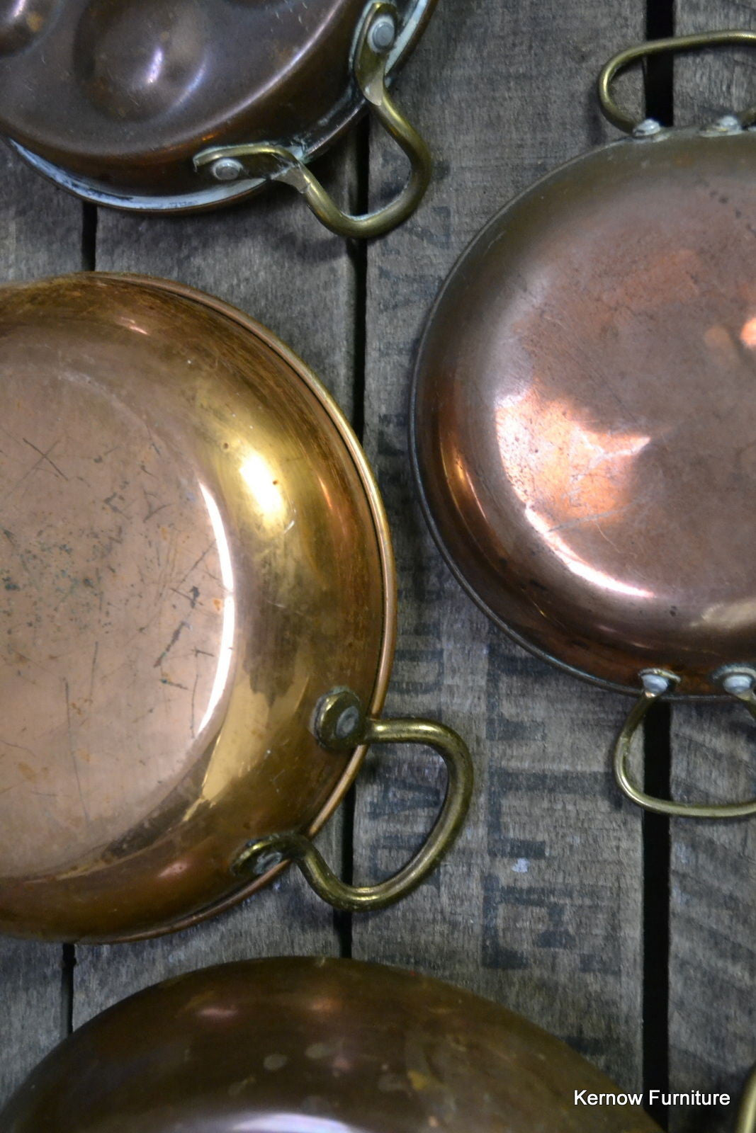 3 Copper Pans & Egg Poacher - Kernow Furniture