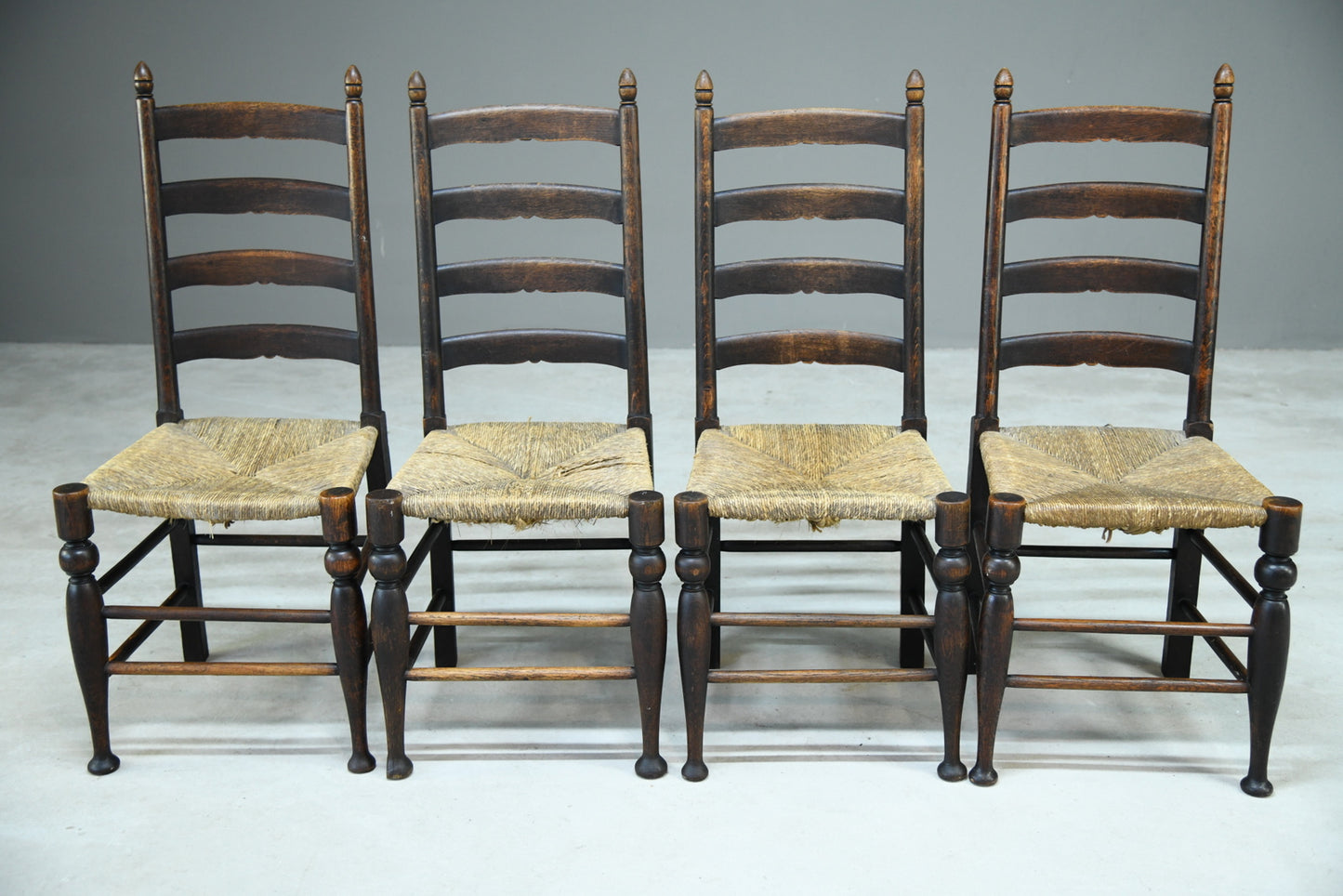 4 Oak Ladderback Dining Chairs