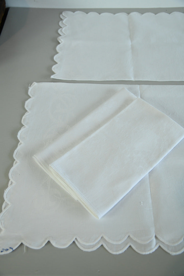 2 Damask Linen Tray Cloth