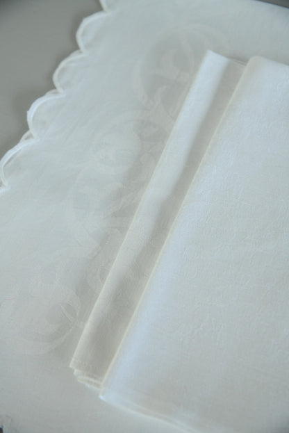 2 Damask Linen Tray Cloth