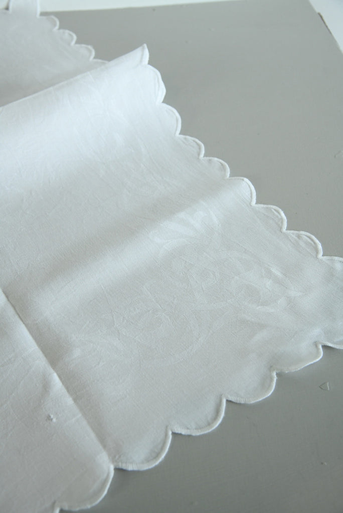 2 Damask Linen Tray Cloth