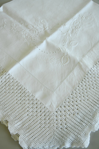 Stunning White Linen Tablecloth