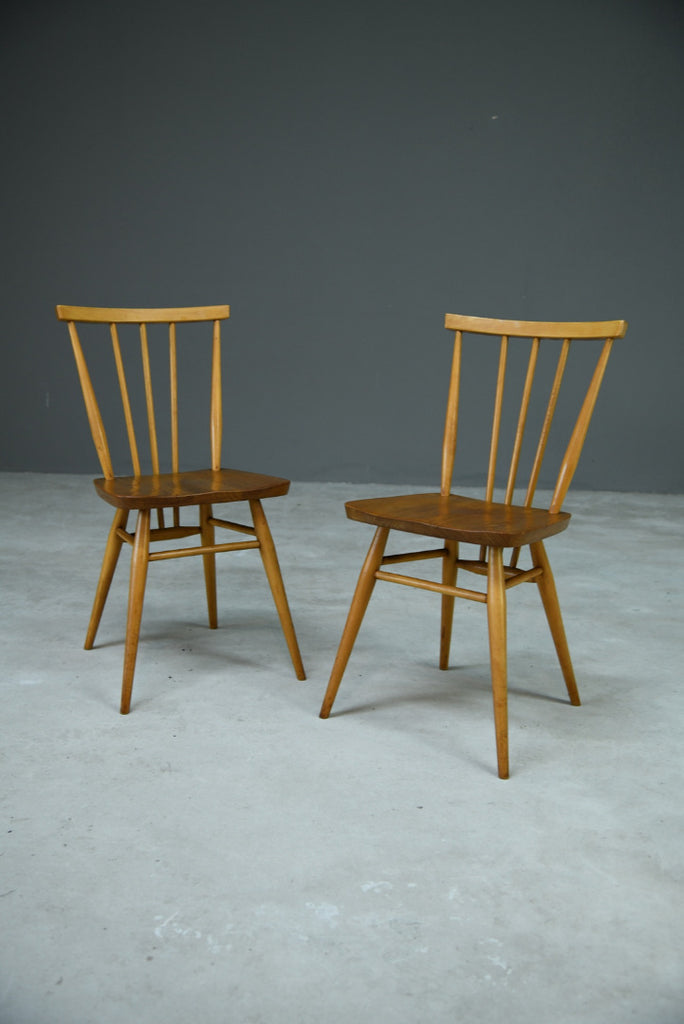 Pair Vintage Ercol Stick Back Kitchen Chairs