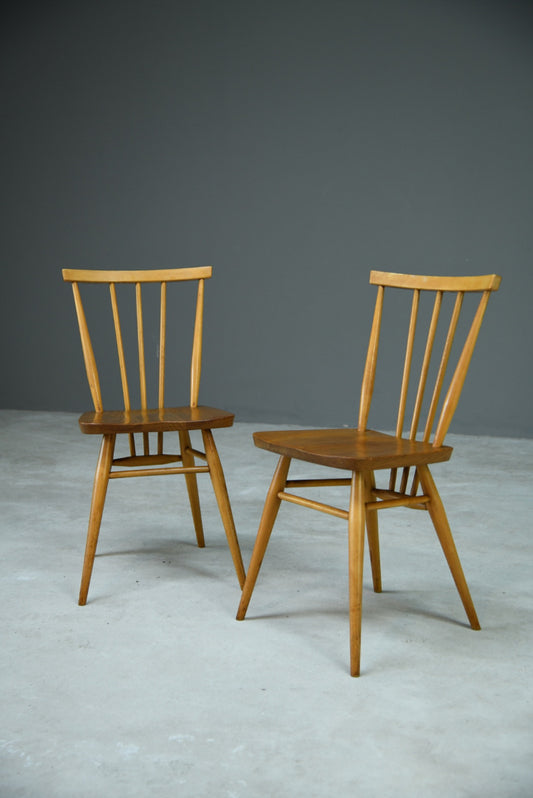 Pair Vintage Ercol Stick Back Kitchen Chairs