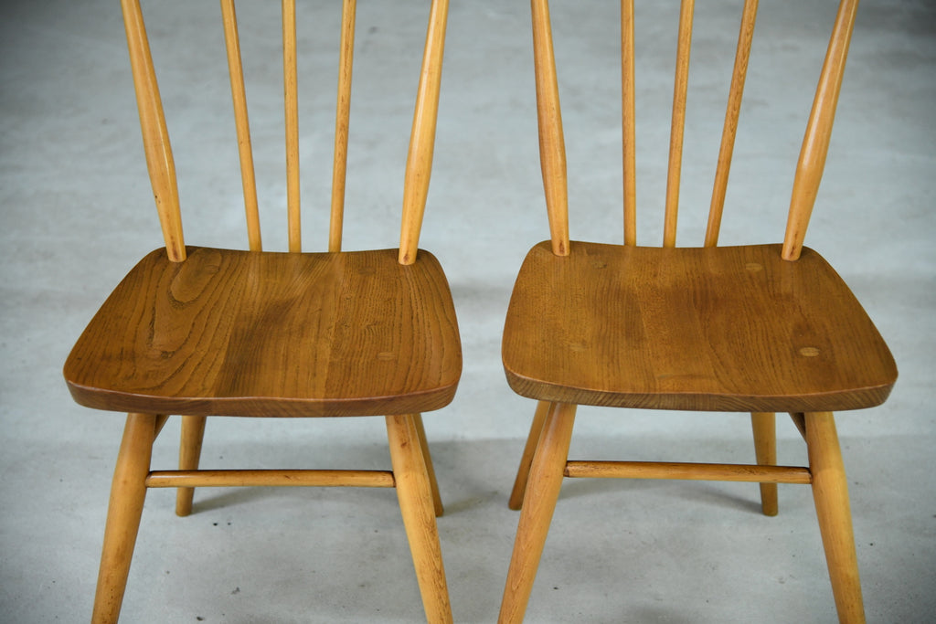 Pair Vintage Ercol Stick Back Kitchen Chairs
