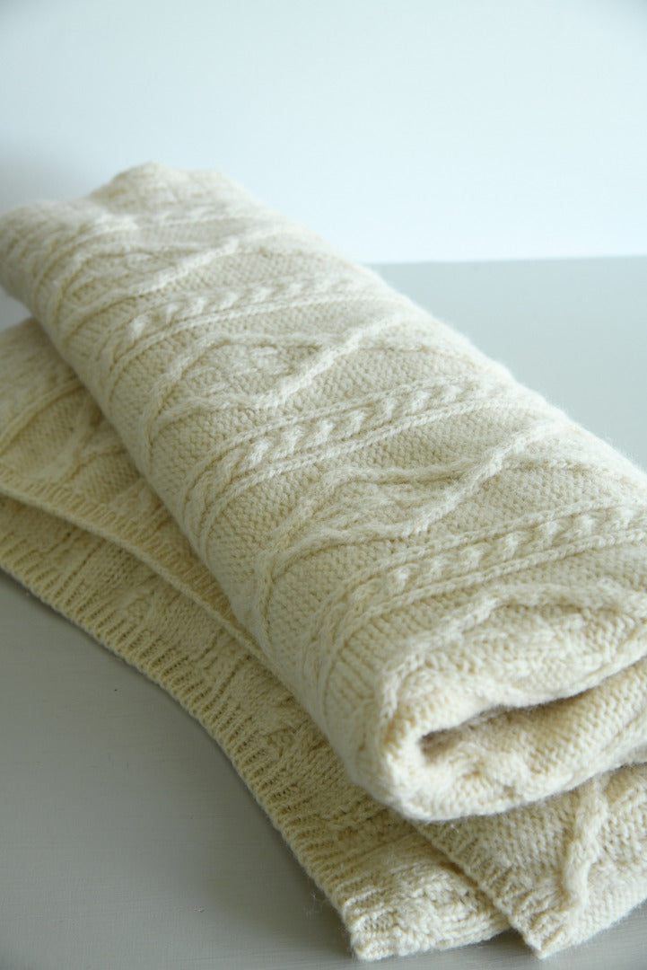 Cream Aran Wool Blanket