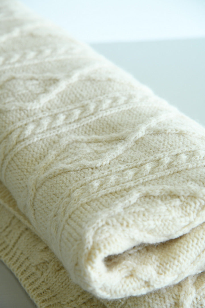 Cream Aran Wool Blanket