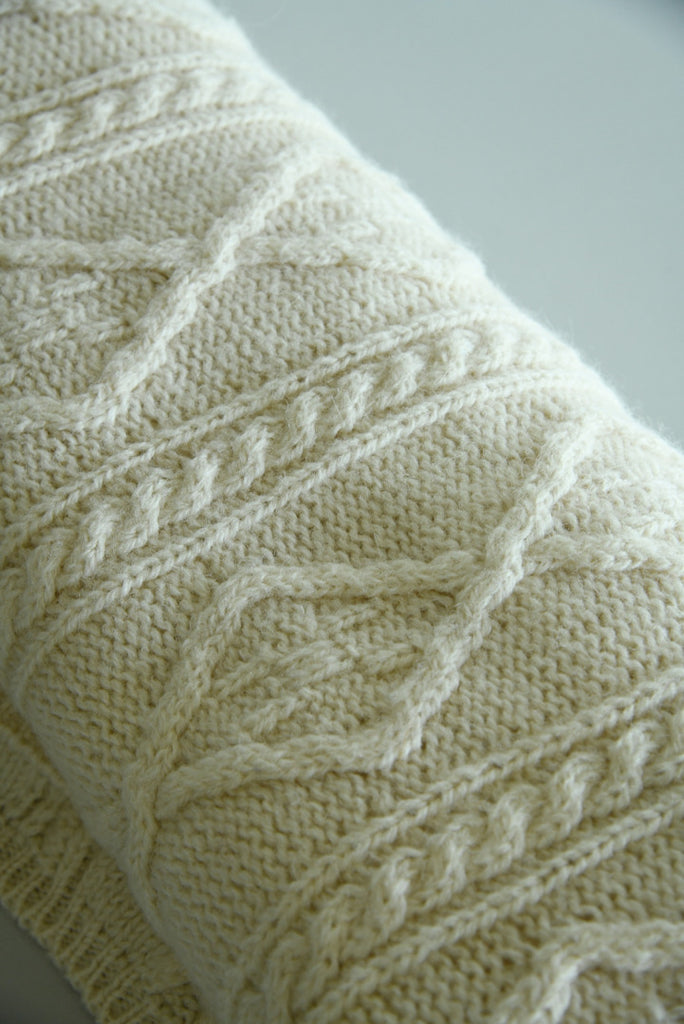 Cream Aran Wool Blanket