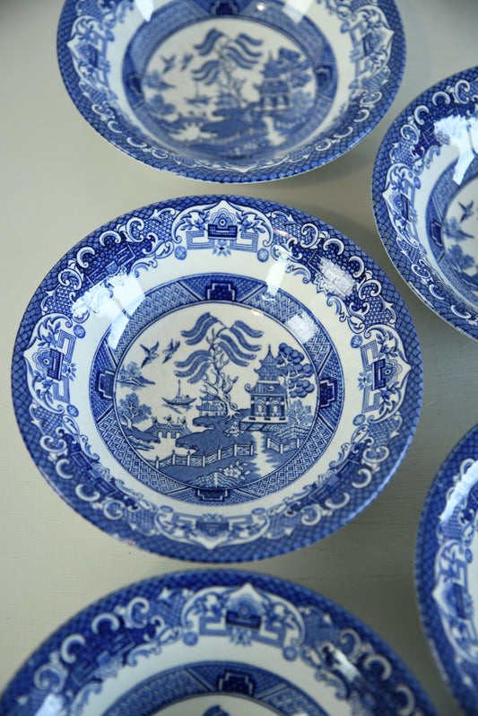 5 Old Willow English Ironstone Cereal Bowls