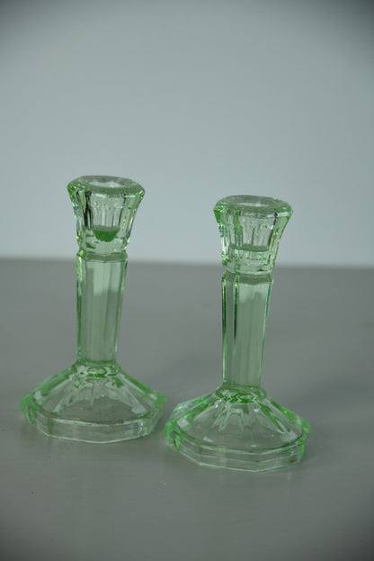 Vintage Green Glass Dressing Table Set