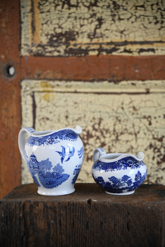 Pair Woods Ware Willow Jugs