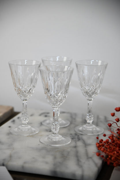 4 Cut Crystal Wine Glasses