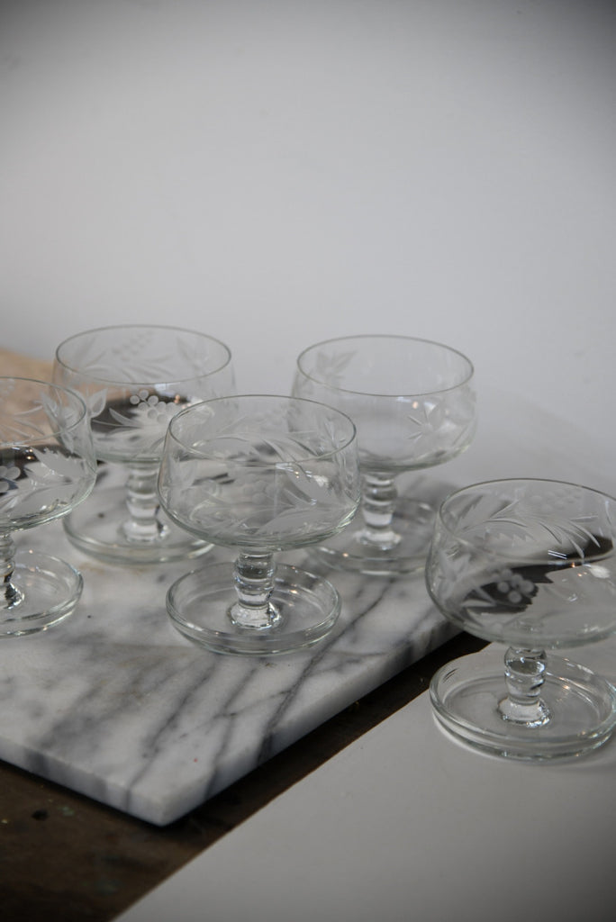5 Etched Glass Dessert Bowl