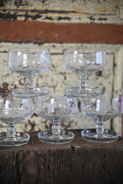 5 Etched Glass Dessert Bowl