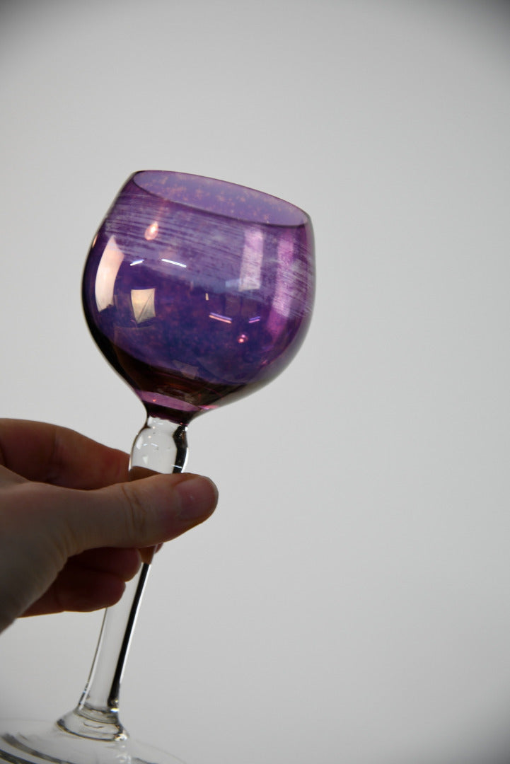 5 Purple Glass Wine Glasses