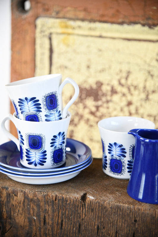 Retro Blue Burleigh Ware Coffee Set