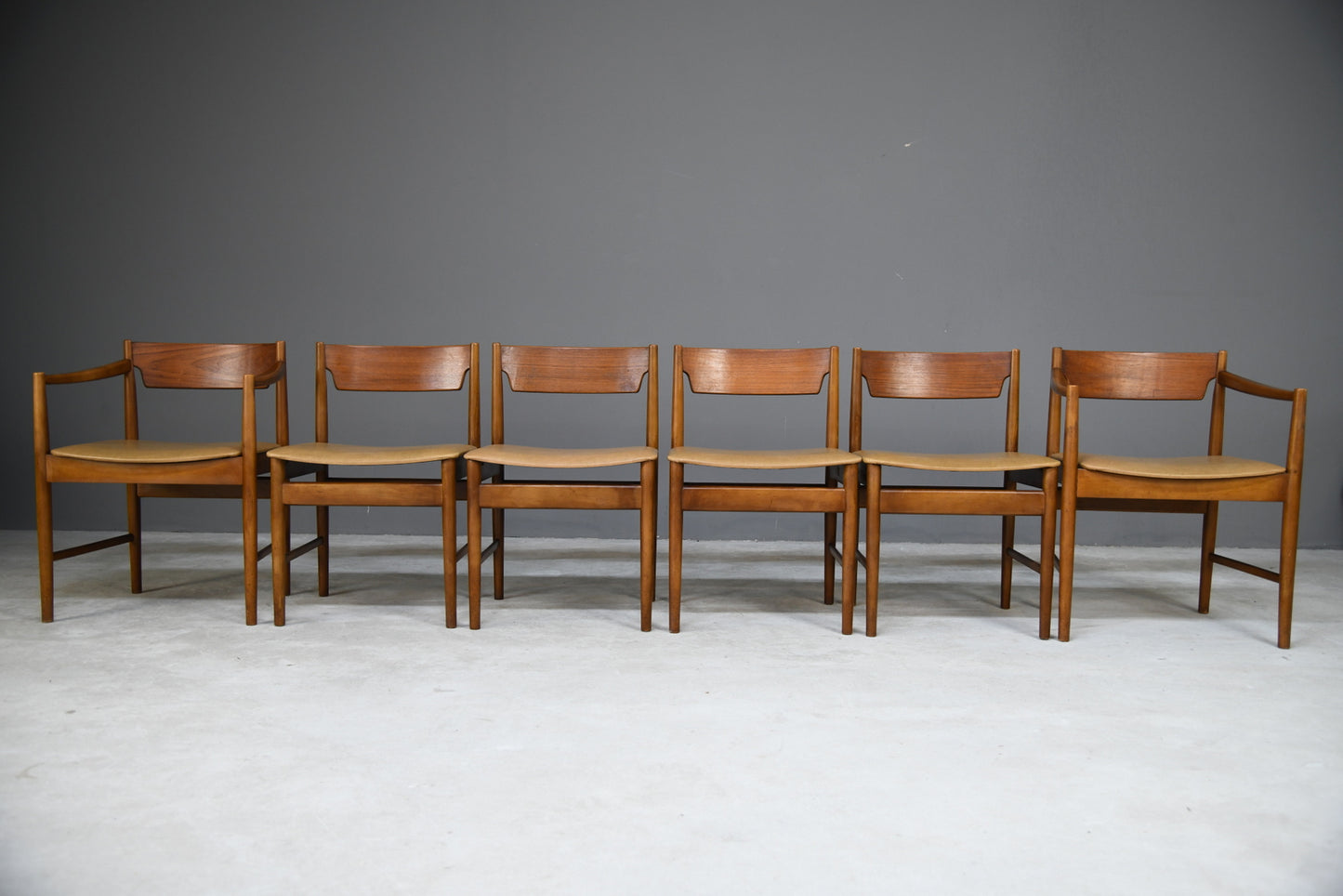 6 Retro Teak Dining Chairs