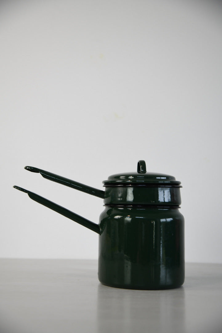 Vintage Green Enamel Bain Marie Saucepan