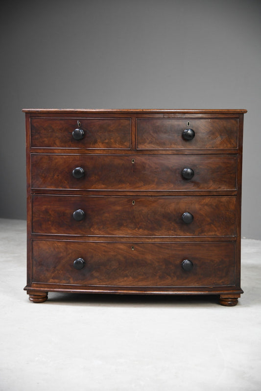 Antique Mahogany Bow Front Chest of Drawers