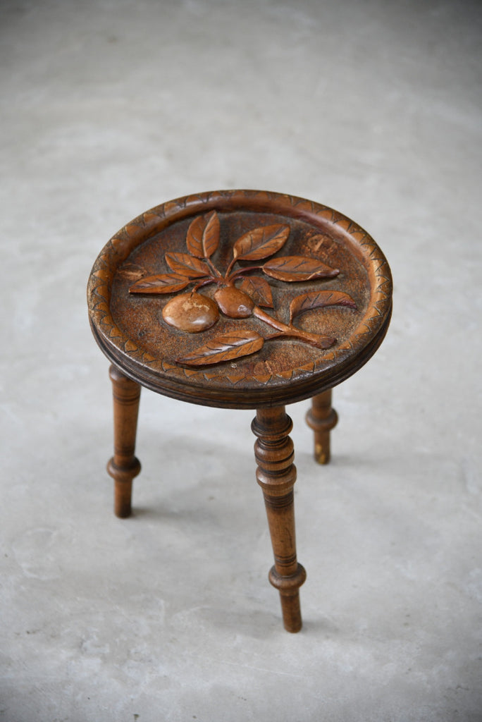 Carved Country Tripod Stool