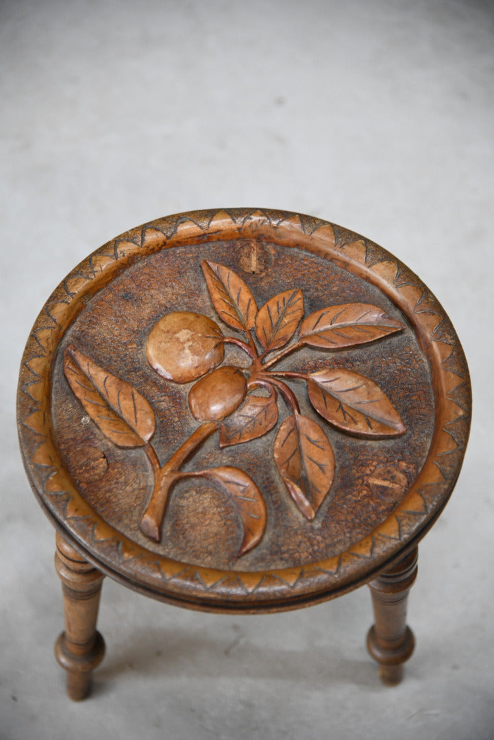 Carved Country Tripod Stool