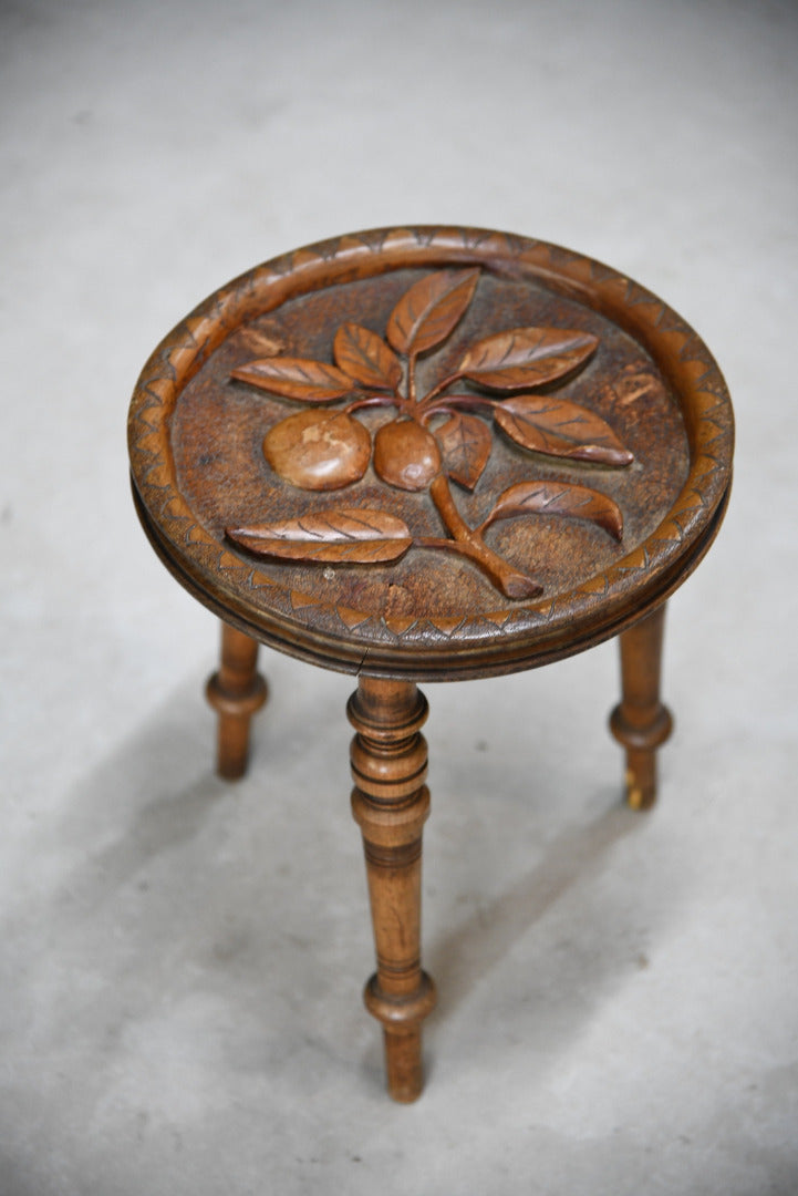 Carved Country Tripod Stool