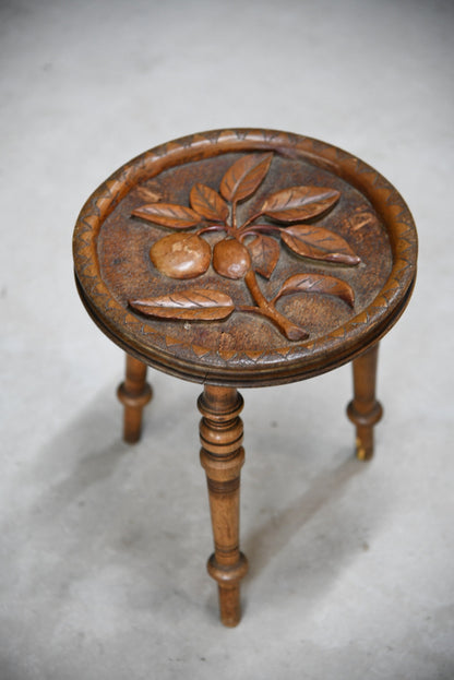 Carved Country Tripod Stool