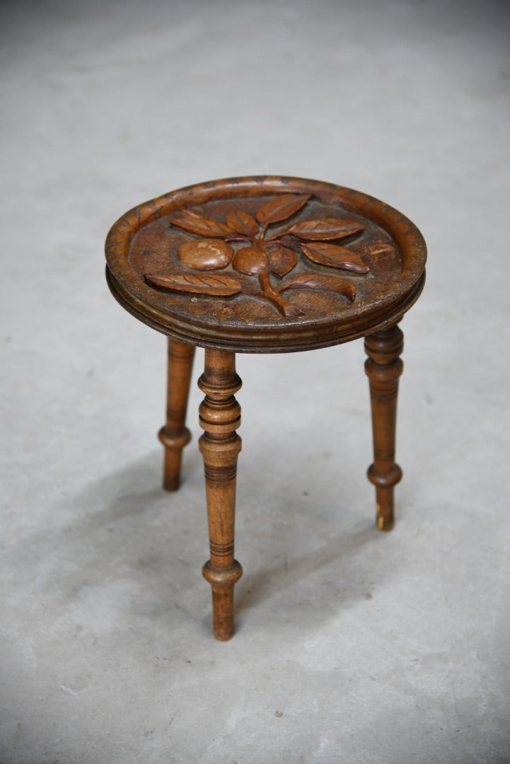 Carved Country Tripod Stool