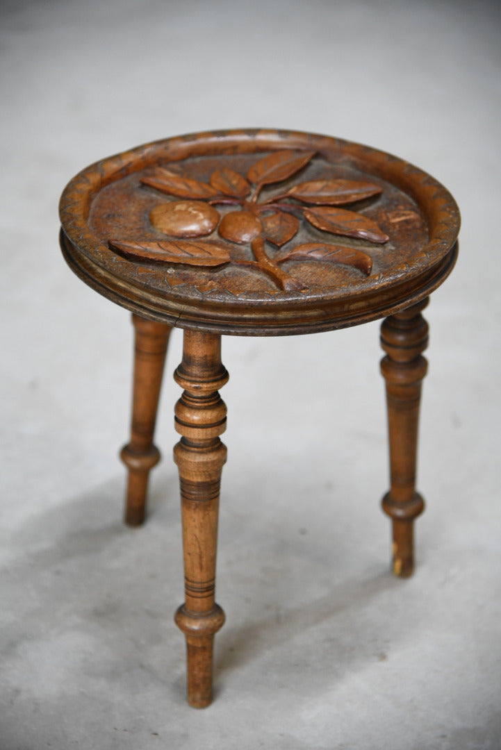 Carved Country Tripod Stool