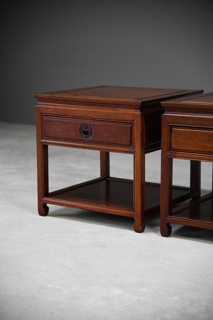 Pair Chinese Rosewood Side Tables