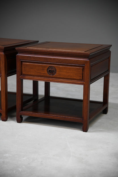 Pair Chinese Rosewood Side Tables