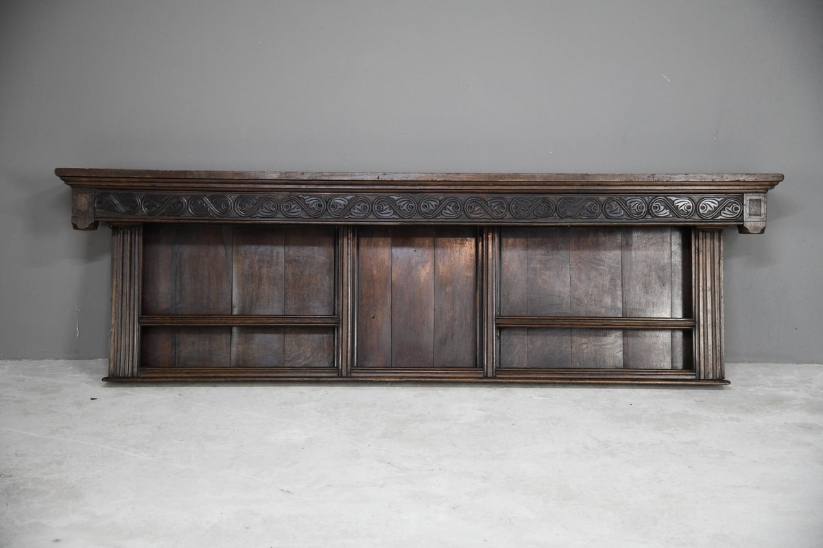 Antique Carved Oak Wall Mount Shelves Plate Rack Dresser Top Kernow