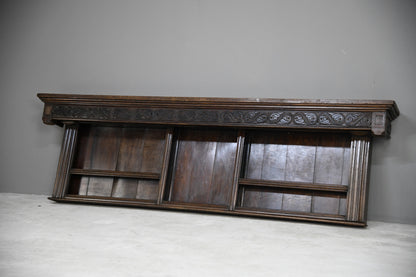 Antique Carved Oak Wall Mount Shelves Plate Rack Dresser Top