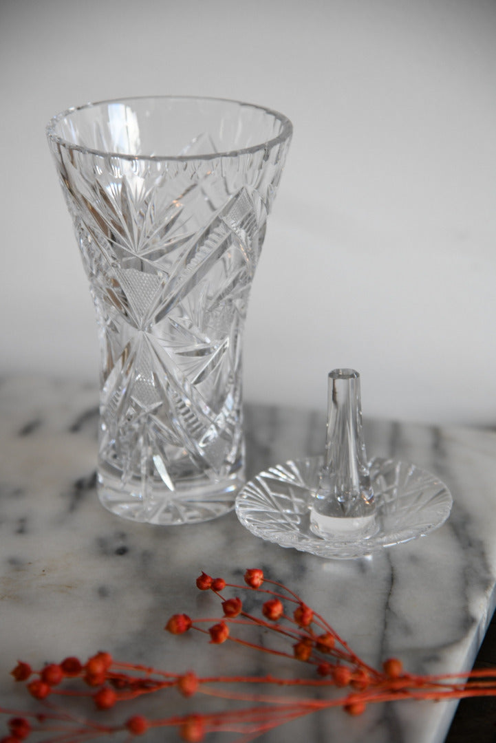 Cut Crystal Vase Ring Holder