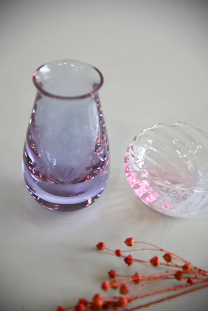 Caithness Pink Thistle Vase & Bowl