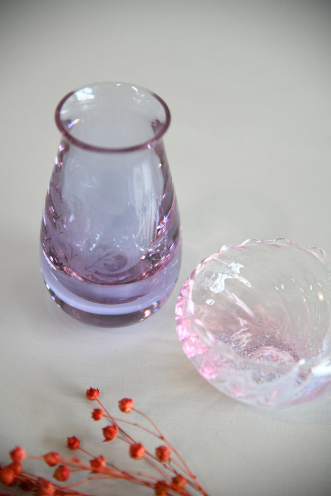 Caithness Pink Thistle Vase & Bowl