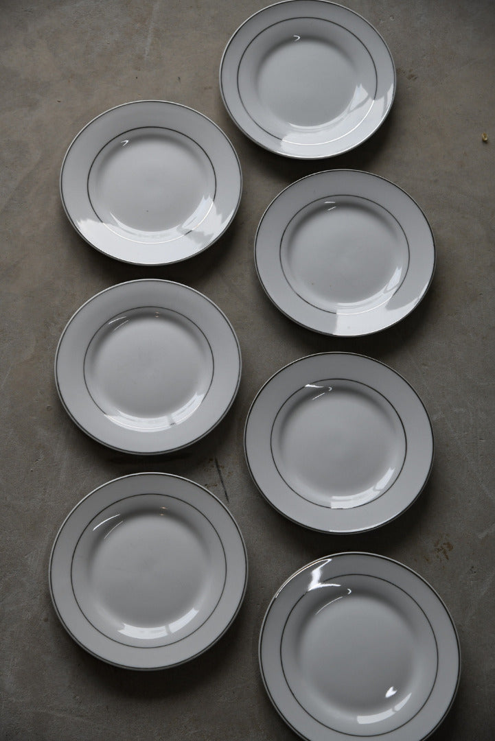 White & Silver Rim Bread Plate