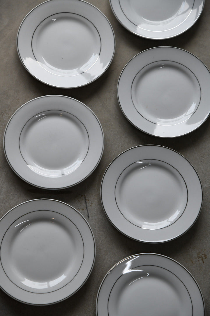 White & Silver Rim Bread Plate