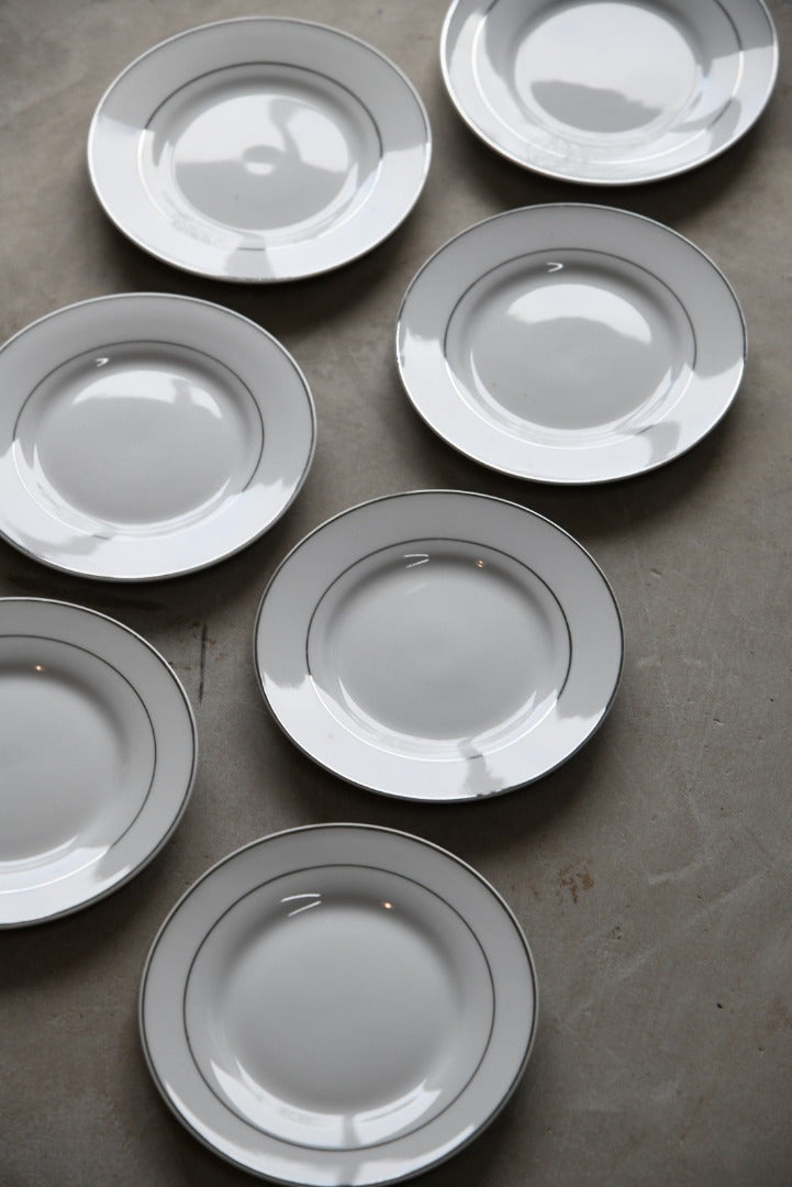 White & Silver Rim Bread Plate